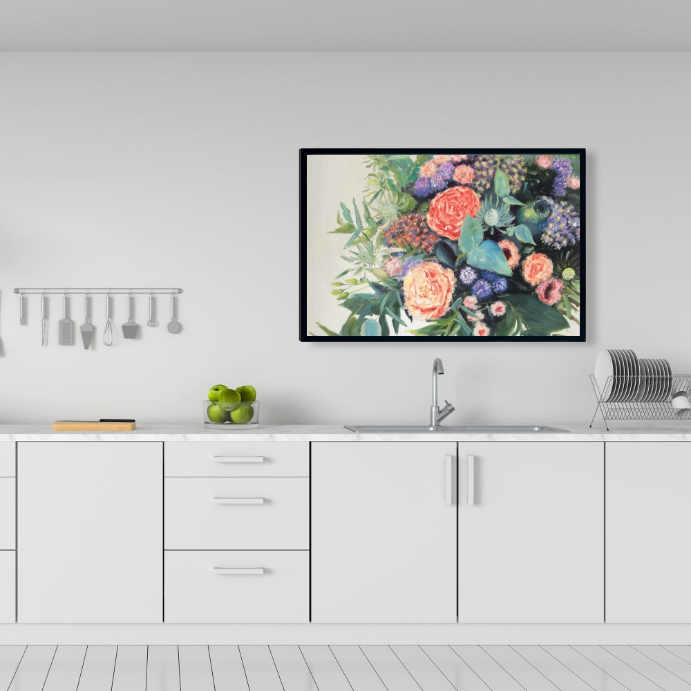 Toile verte « Mélodie de fleurs » – Décoration murale moderne pour chambre à coucher