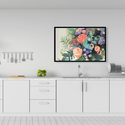 Toile verte « Mélodie de fleurs » – Décoration murale moderne pour chambre à coucher