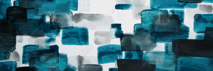 Pattern Bedroom Blue Framed Canvas - Turquoise and Gray Shapes