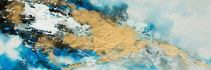 Blue and Gold Marble Canvas - Modern Framed Bedroom Decor