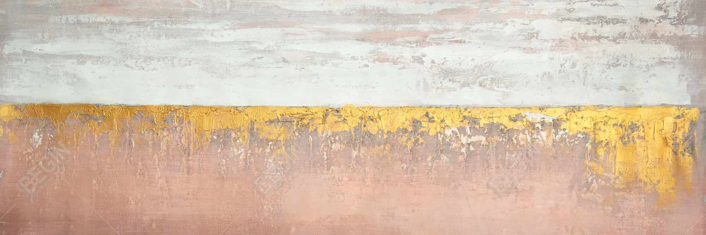 Golden Pink Canvas - Minimalist White Bedroom Home Decor