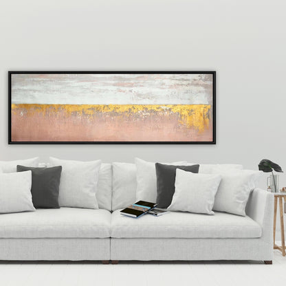 Toile encadrée « Formes de chambre à coucher » rose doré et blanc | Décoration d'intérieur