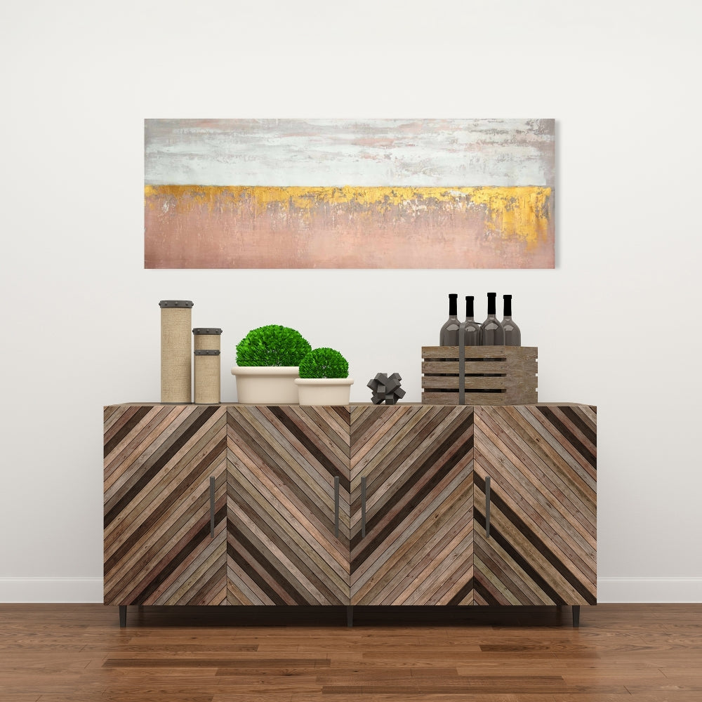 Golden Pink Canvas - Minimalist White Bedroom Home Decor