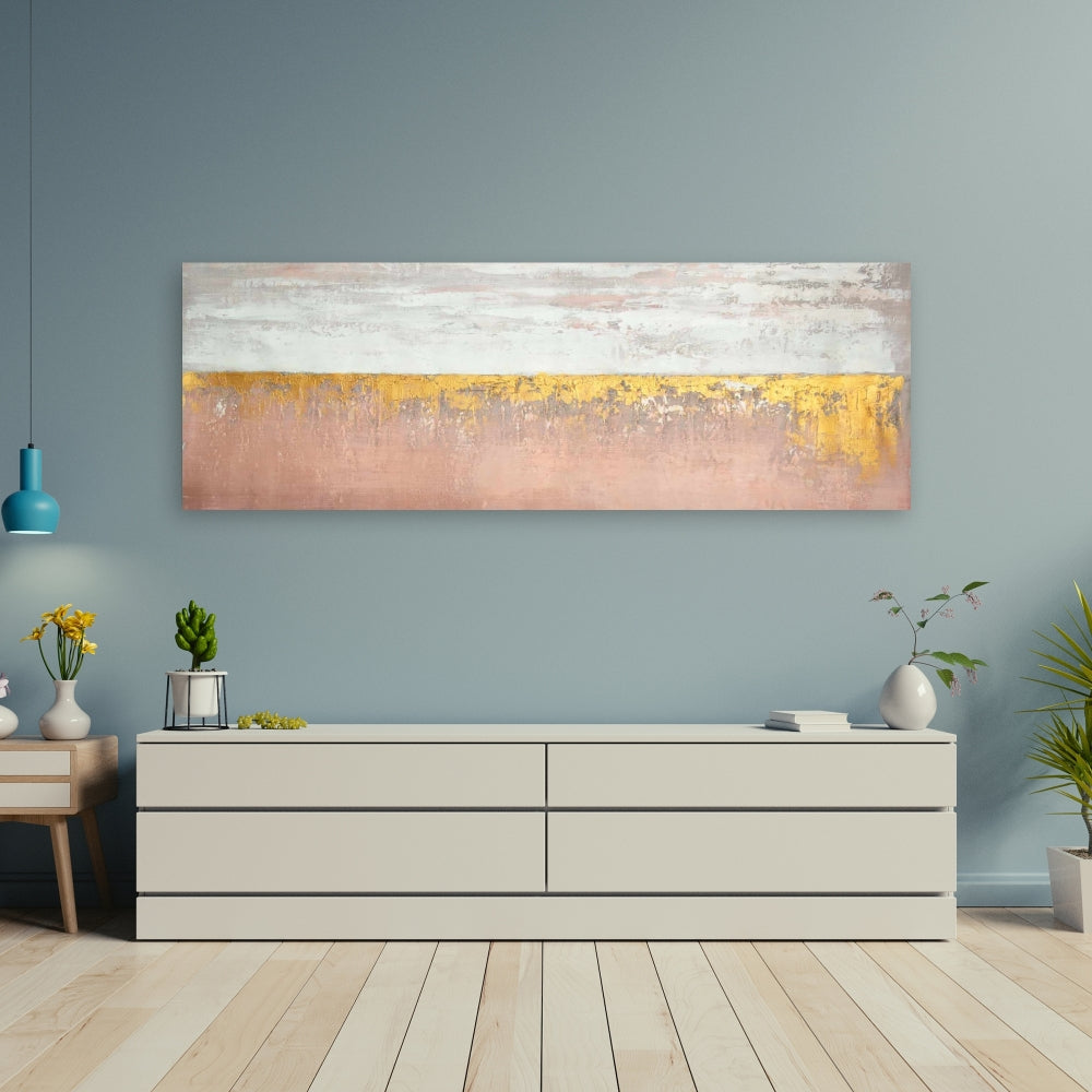 Golden Pink Canvas - Minimalist White Bedroom Home Decor