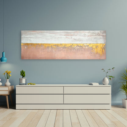 Golden Pink Canvas - Minimalist White Bedroom Home Decor