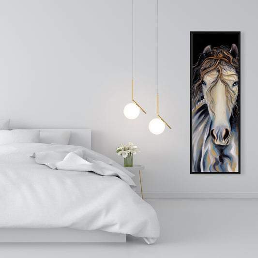 Toile abstraite Cheval | Cadre marron - Décoration d'intérieur