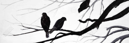 Silhouette of Birds White Canvas - Bedroom Trees Wall Art