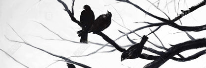 Birds and Branches Silhouette Canvas | Animal Trees Wall Art