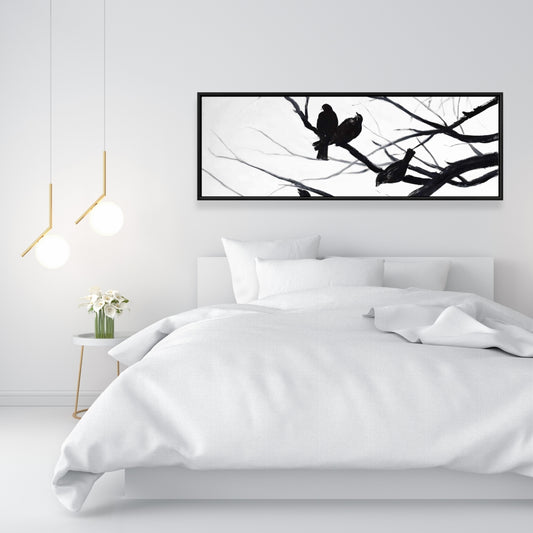 Birds and Branches Silhouette Canvas | Animal Trees Wall Art