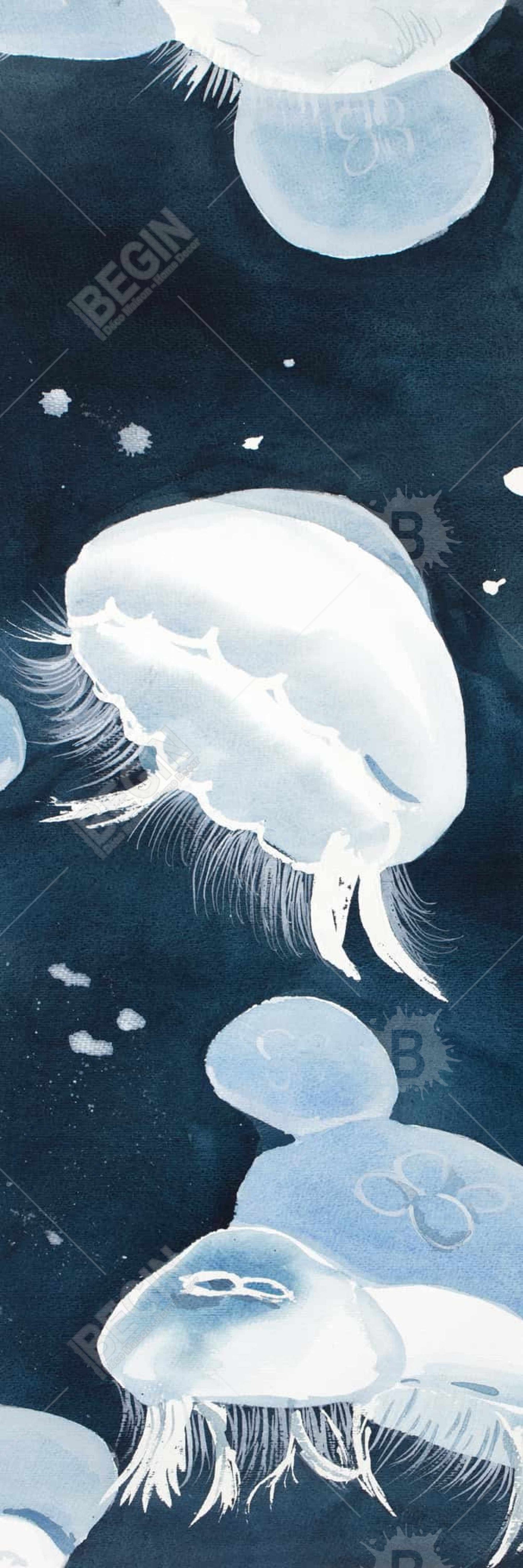 Toile encadrée bleue Méduse | Décoration d'intérieur sur le thème des animaux aquatiques