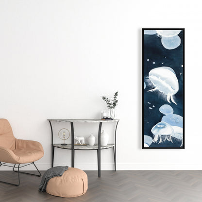 Toile encadrée bleue Méduse | Décoration d'intérieur sur le thème des animaux aquatiques