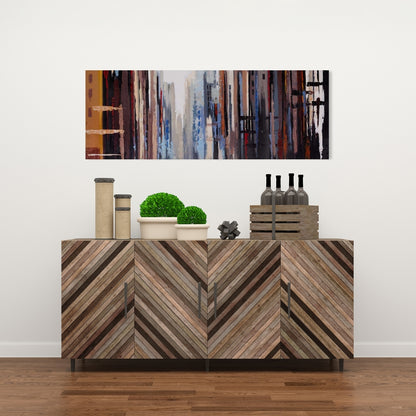 Industrial Blue Abstract Buildings Canvas | Bedroom Wall Art