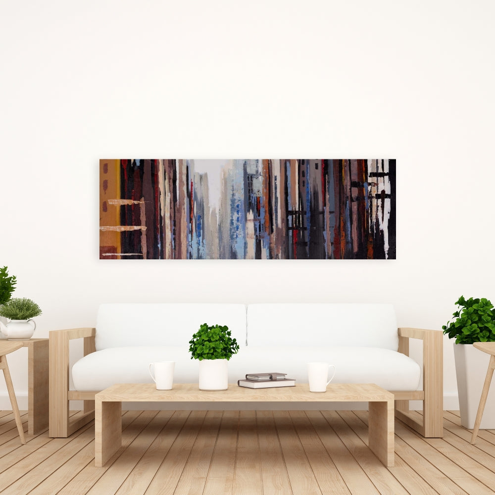 Industrial Blue Abstract Buildings Canvas | Bedroom Wall Art