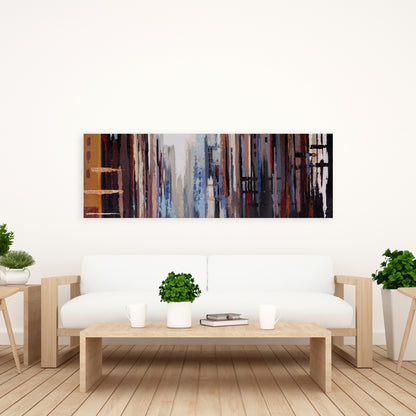 Industrial Blue Abstract Buildings Canvas | Bedroom Wall Art