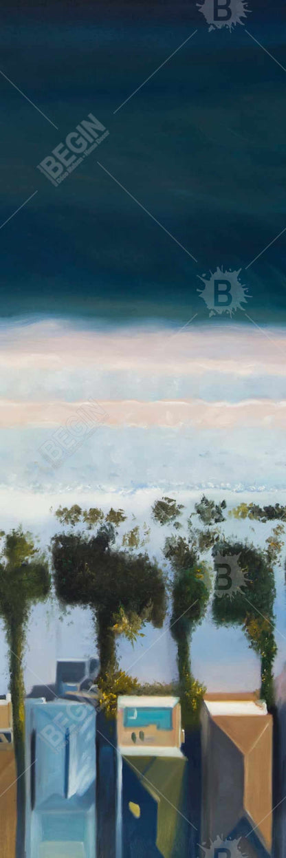 Blue Coastal Exotic Framed Canvas - Bird's Eye Beach View Decor