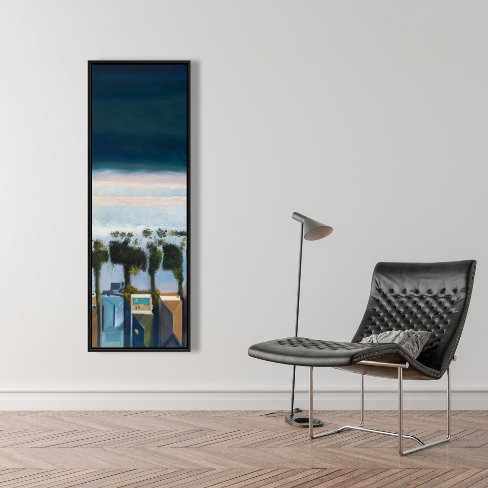 Blue Coastal Exotic Framed Canvas - Bird's Eye Beach View Decor