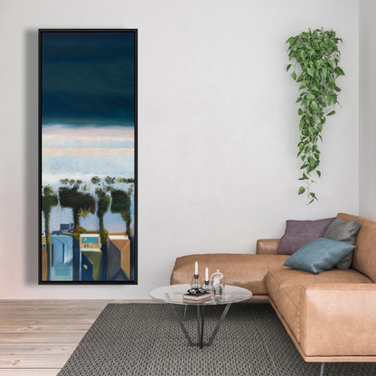 Blue Coastal Exotic Framed Canvas - Bird's Eye Beach View Decor