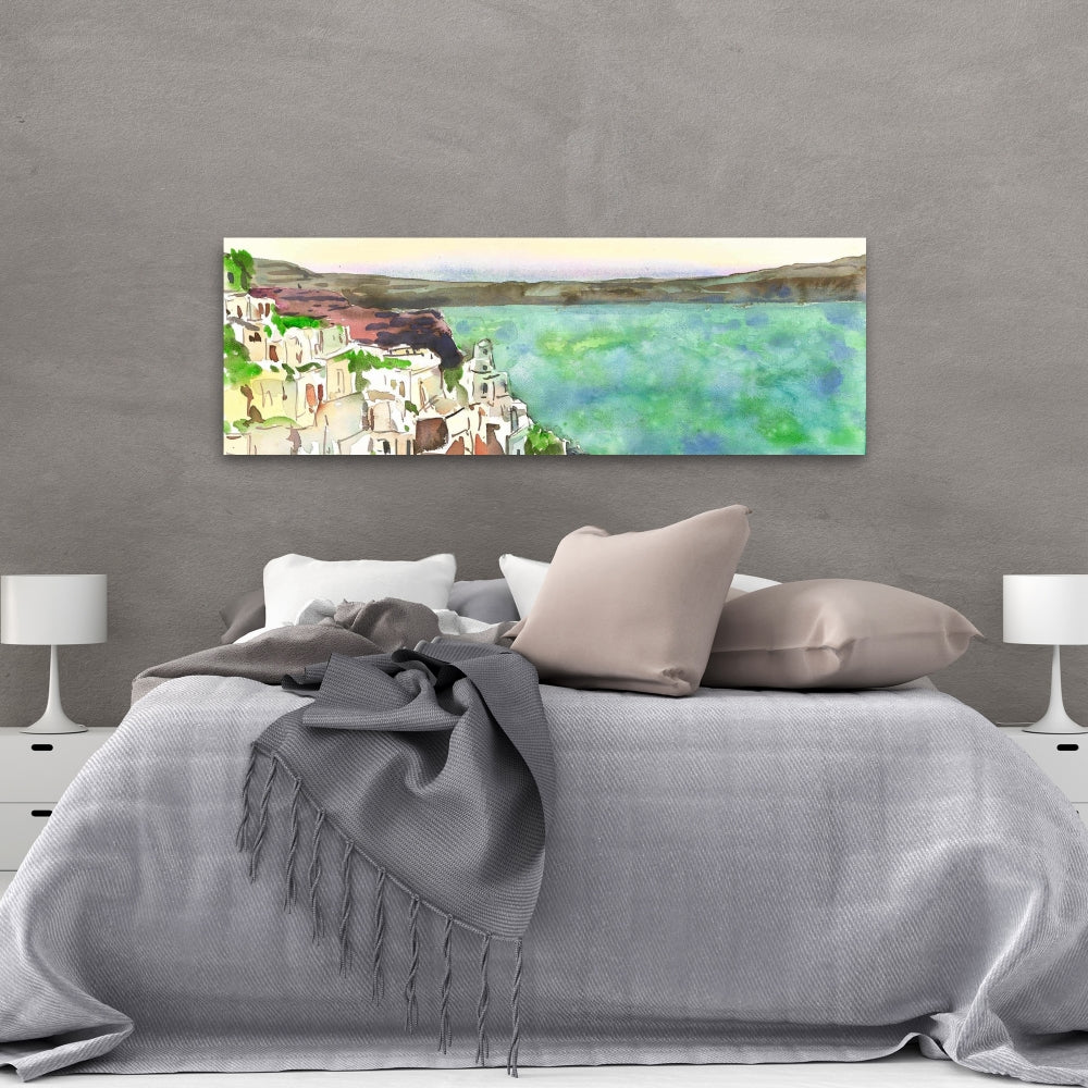 Toile turquoise marine, paysage de Crète – Décoration d'intérieur