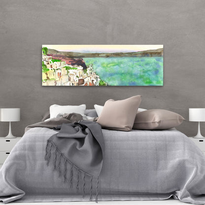 Toile turquoise marine, paysage de Crète – Décoration d'intérieur