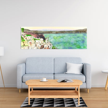 Toile turquoise marine, paysage de Crète – Décoration d'intérieur