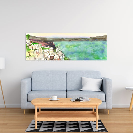Toile turquoise marine, paysage de Crète – Décoration d'intérieur