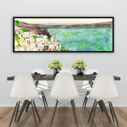 Toile turquoise marine côtière - Décor paysage de Crète