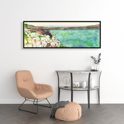 Toile turquoise marine côtière - Décor paysage de Crète