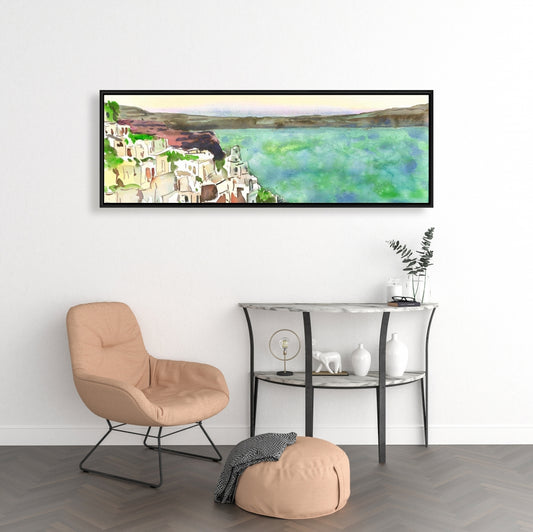 Toile turquoise marine côtière - Décor paysage de Crète