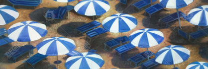Toile encadrée « Parasols de plage bleu côtier » | Décoration d'intérieur