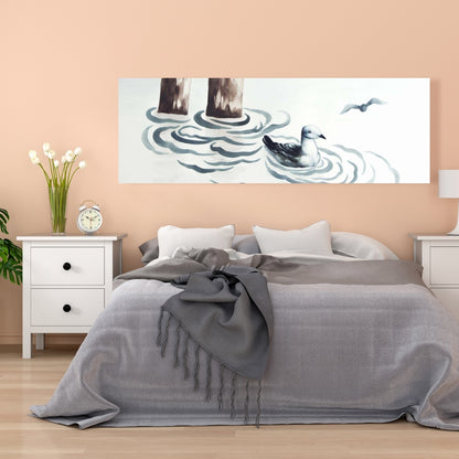 Seagull Canvas - Marine Blue Bathroom Decor | Home Art