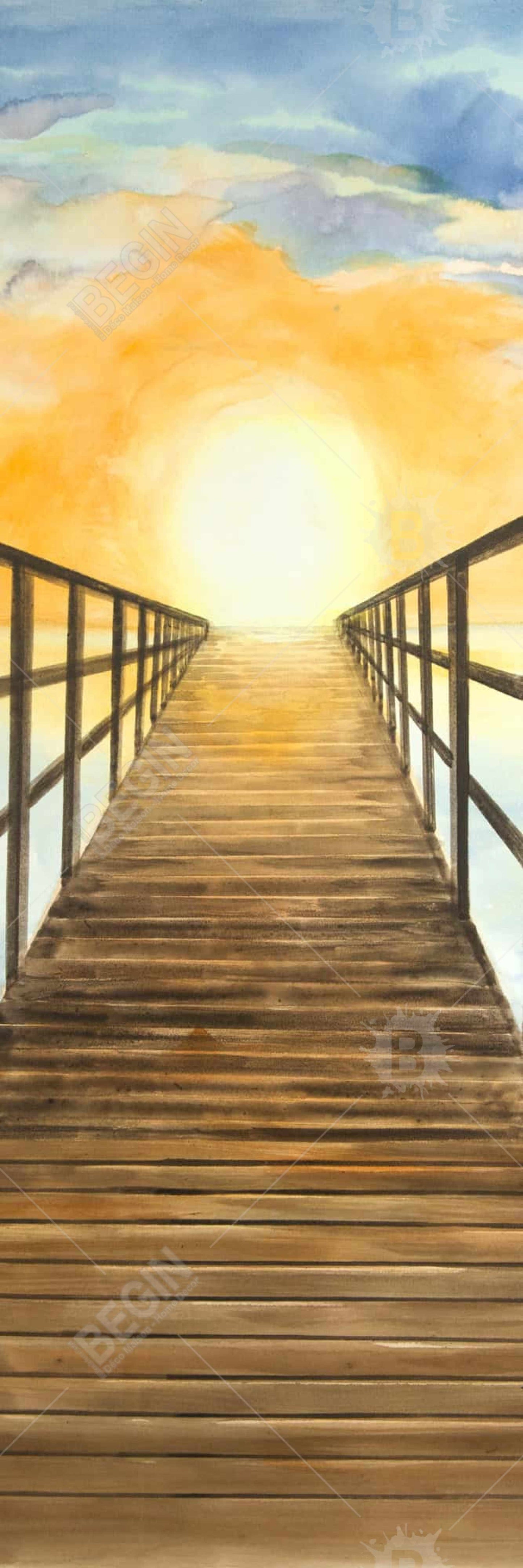 Toile encadrée jaune « Coucher de soleil sur la mer » | Décoration d'intérieur