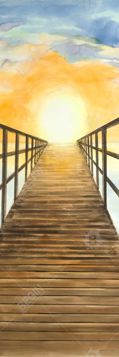 Toile encadrée jaune « Coucher de soleil sur la mer » | Décoration d'intérieur