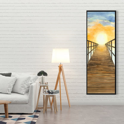 Toile encadrée jaune « Coucher de soleil sur la mer » | Décoration d'intérieur