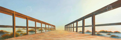 Toile encadrée bleu marine « Passerelle Plage » | Décoration d'intérieur