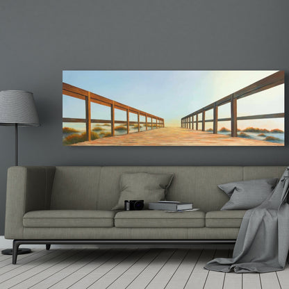 Footbridge Coastal Canvas | Marine Bathroom Decor Wall Art