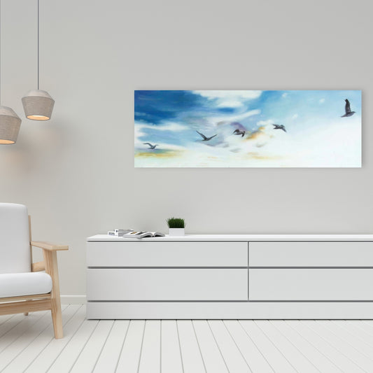 Birds in the Sky Canvas | Bedroom Animal Wall Art Decor