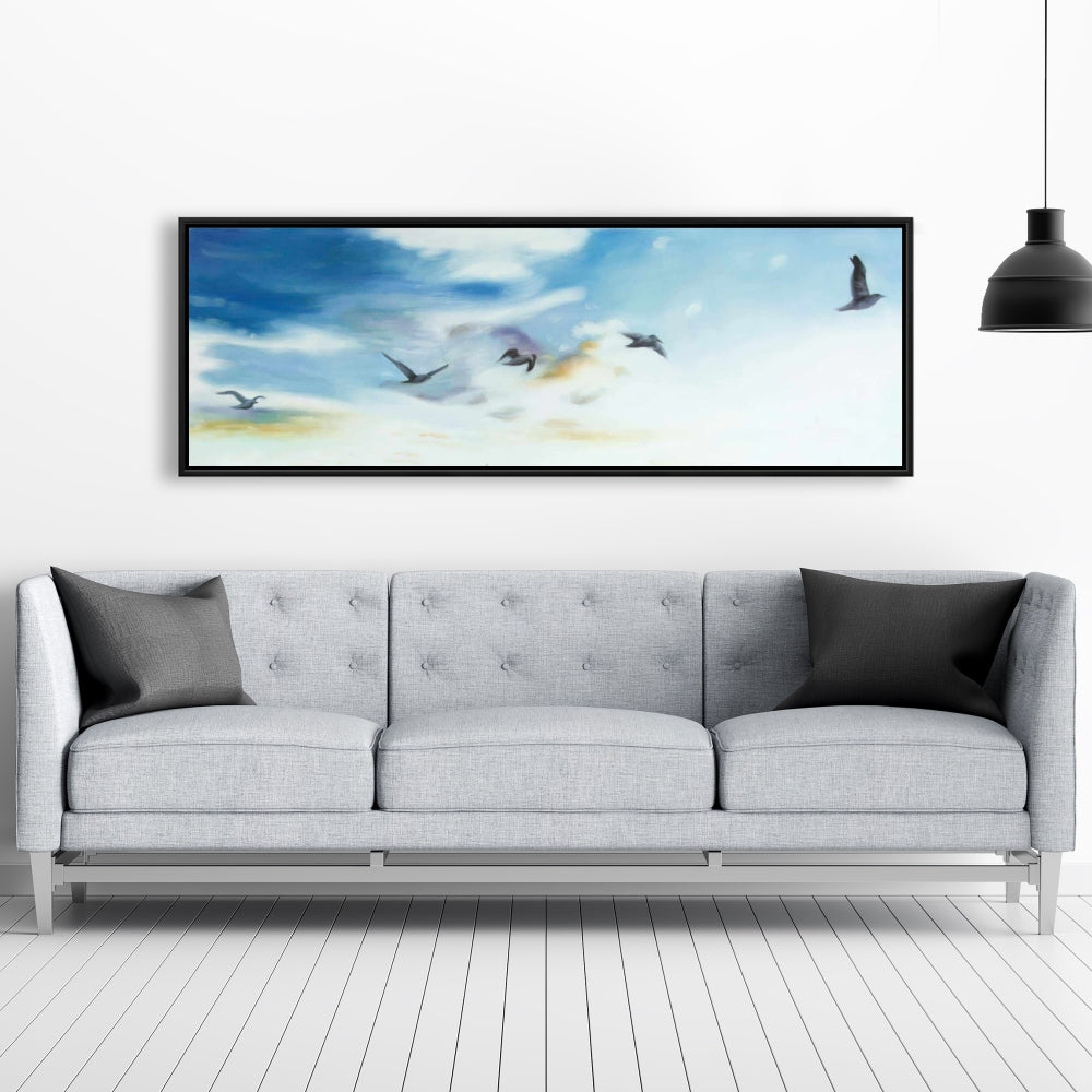 Toile encadrée bleue exotique – Oiseaux dans le ciel | Décoration d'intérieur