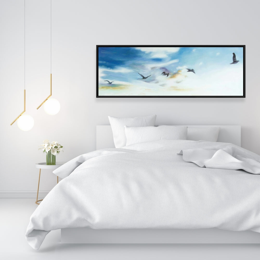 Toile encadrée bleue exotique – Oiseaux dans le ciel | Décoration d'intérieur