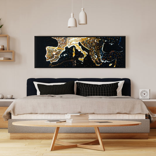 Industrial Black Frame European Continent Canvas - Home Decor