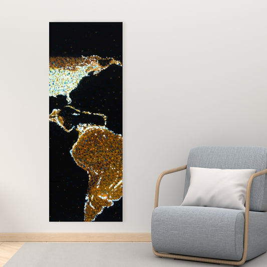 American Continent at Night Canvas | Black Earth & Galaxy Decor