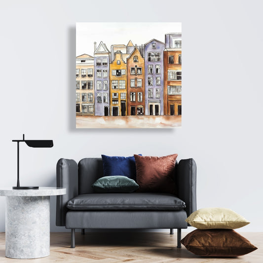 Amsterdam Houses Hotel Canvas | Home Decor Wall Art