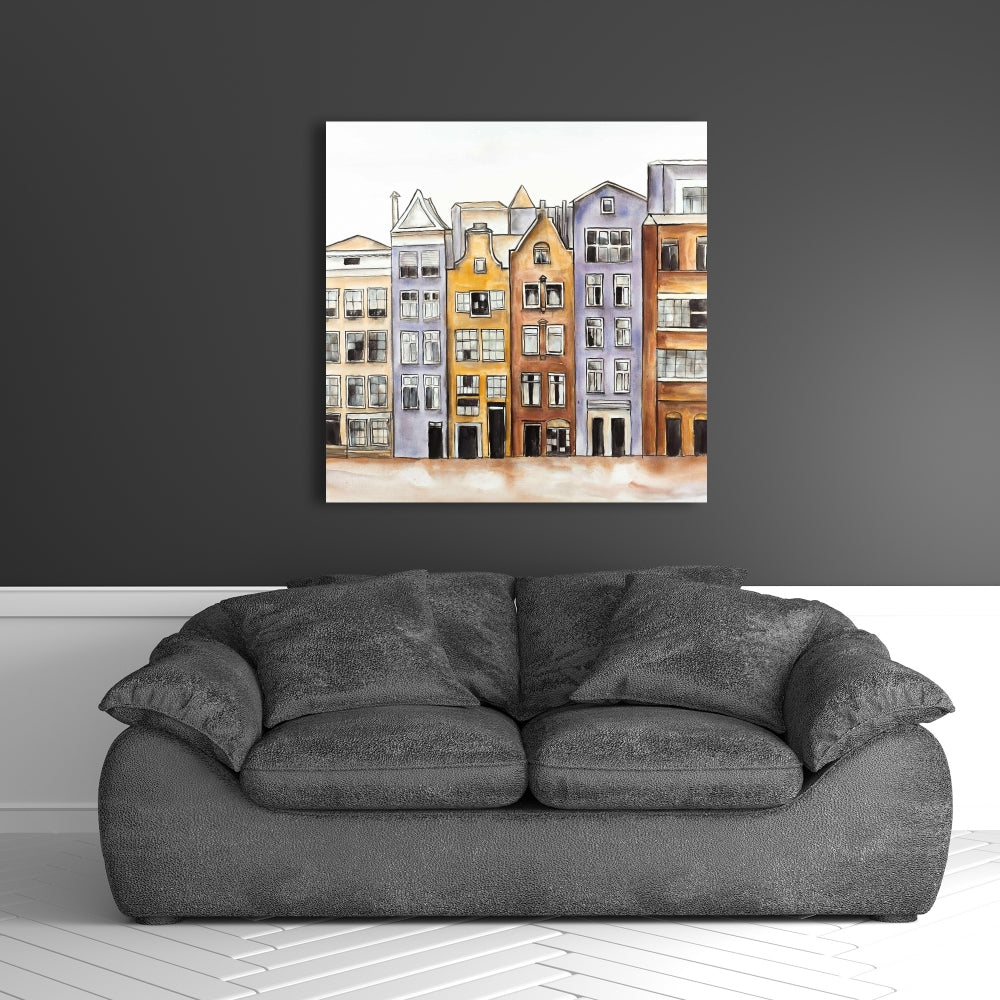 Amsterdam Houses Hotel Canvas | Home Decor Wall Art