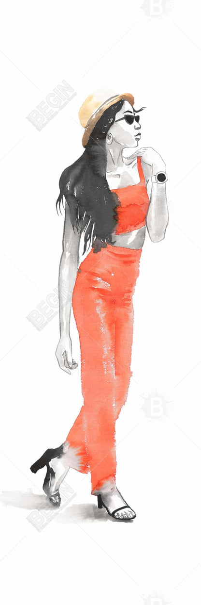 Strike the Pose Red Fashion Canvas - Home Decor Art Piece