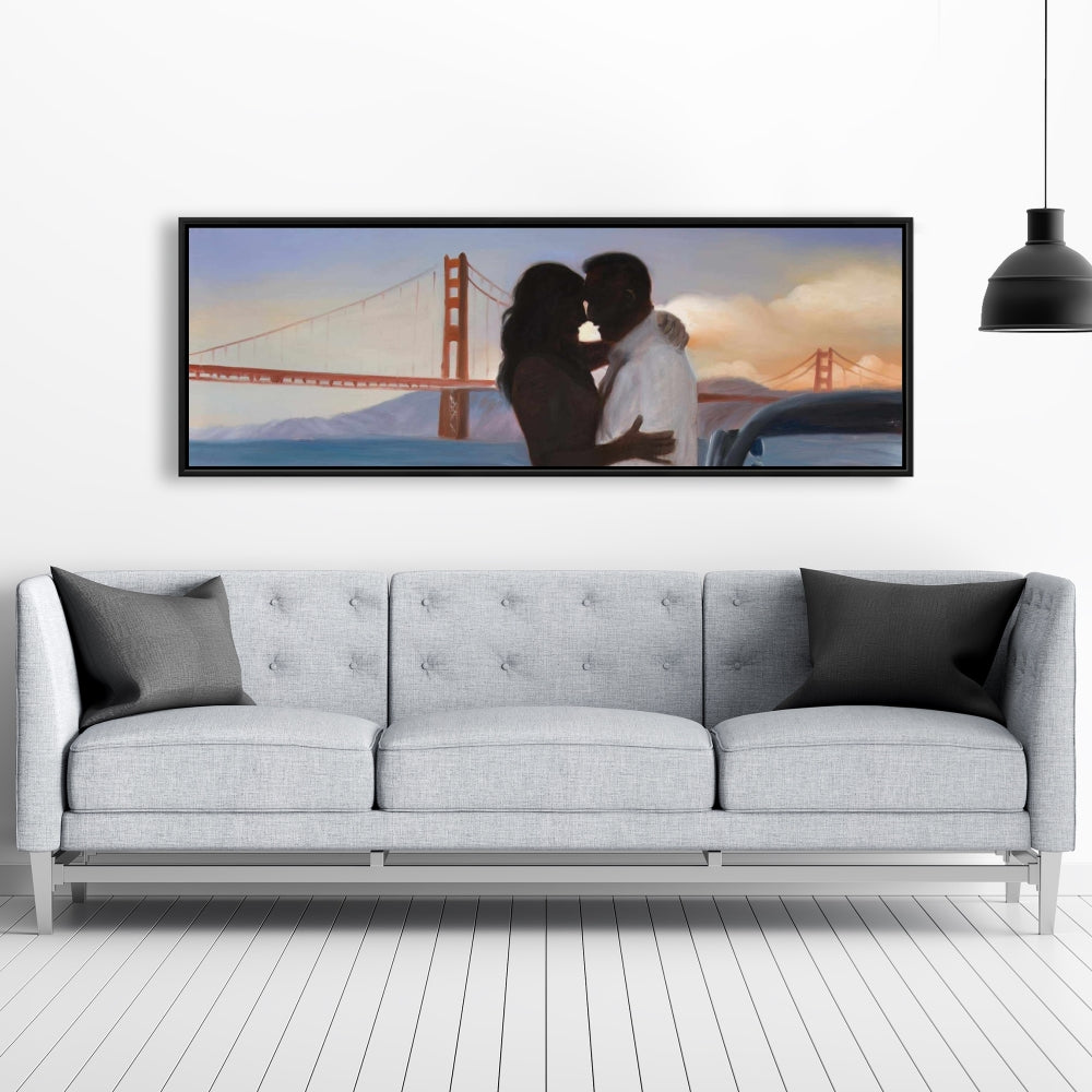 Blue Bedroom Romantic Canvas | Loving Couple San Francisco