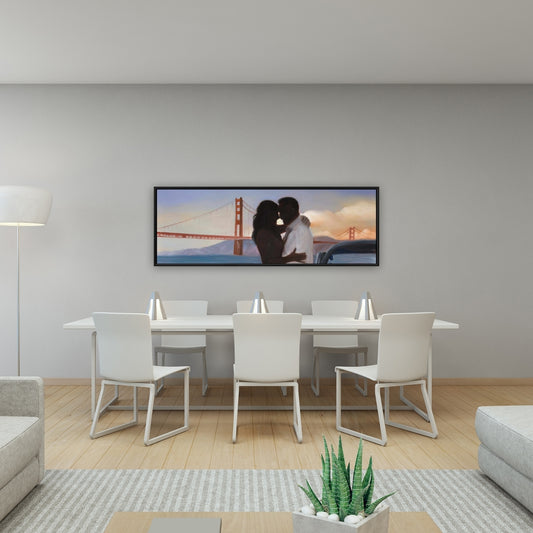 Blue Bedroom Romantic Canvas | Loving Couple San Francisco