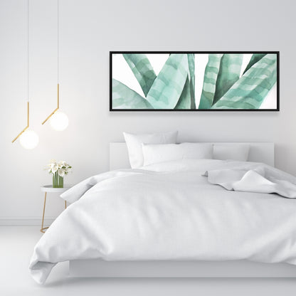 White Botanical Exotic Framed Canvas - Watercolor Desert Plant