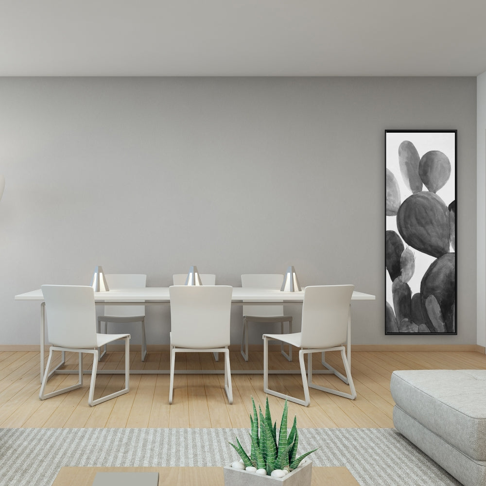 Toile de chambre exotique grise | Décoration cactus en nuances de gris