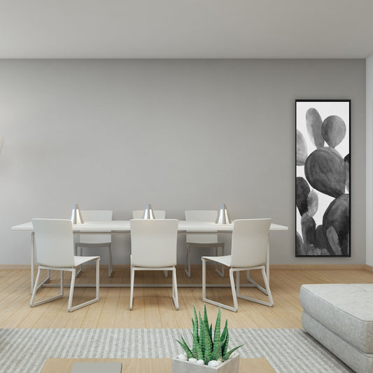 Toile de chambre exotique grise | Décoration cactus en nuances de gris