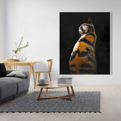 Toile de chambre à coucher avec chat tacheté | Décoration d'intérieur marron