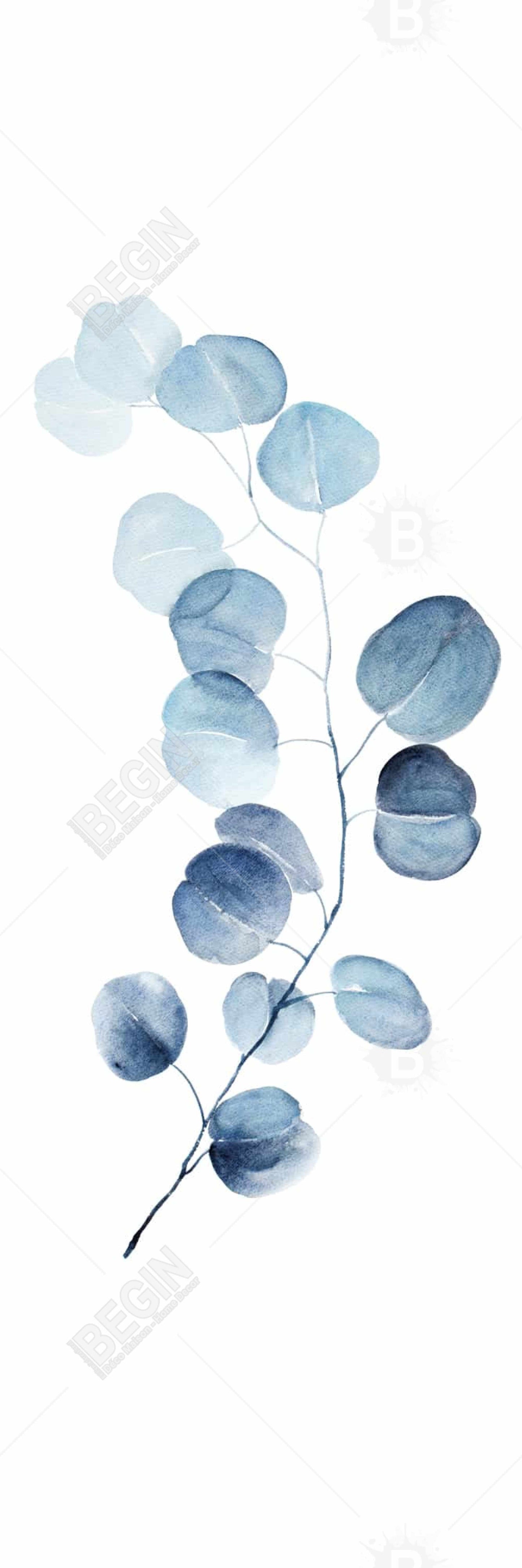 Minimalist Botanical Blue Canvas - Eucalyptus Branch Decor